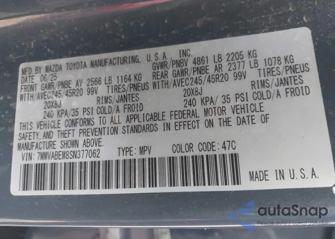 2025 Mazda Cx-50 2.5 S Premium Plus Package z USA, uszkodzony, nr VIN 7MMVABEM8SN377062